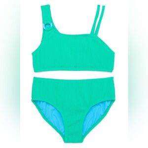 Wonder Nation Female Polyester Green Breeze One Shoulder Bikini Swimsuit , 6-6X